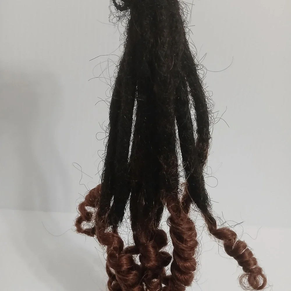 100% Human Hair Handmade Loc Extensions‎ 10 Inch Curly Ends 50 Strands 1B/30 New